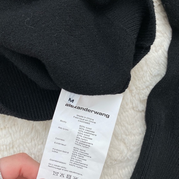 Worn once Alexander Wang cropped tulle trimmed wool blend draped neck sweater - Picture 4 of 4